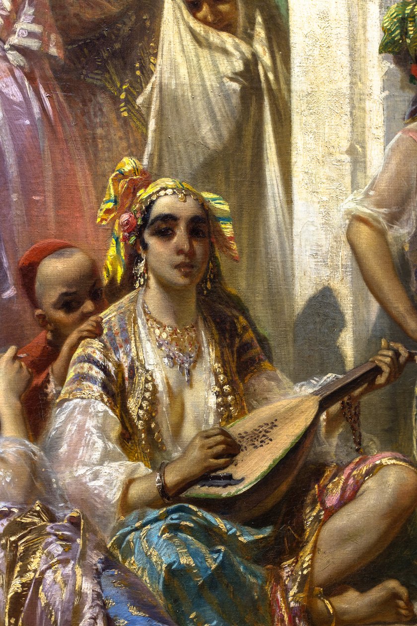 Kvinnor från Alger, innergård interiör av Pierre François Eugène (after) Giraud