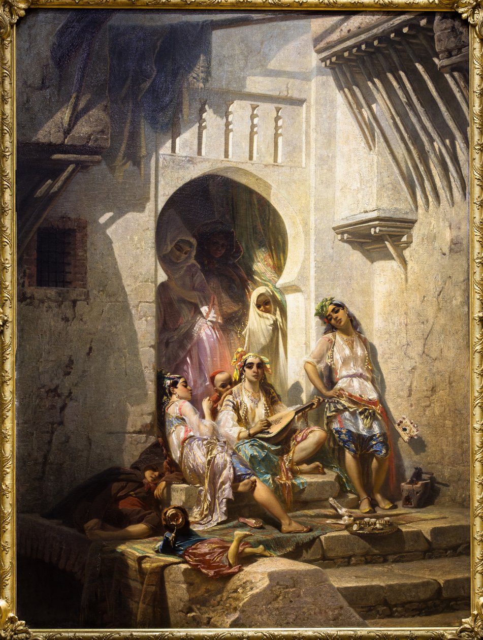Kvinnor från Alger, innergård interiör av Pierre François Eugène (after) Giraud
