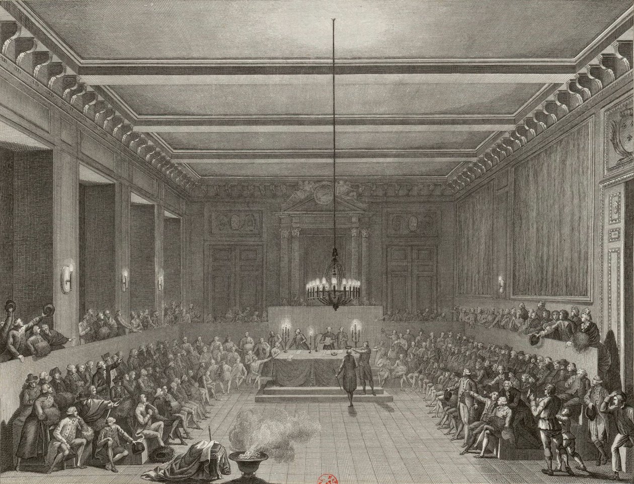 Pariskommunen tilldelar den 15 januari 1790 engelsmannen C.J.W. Nesham ett svärd och en medborgerlig krona. av Pierre Gabriel Berthault