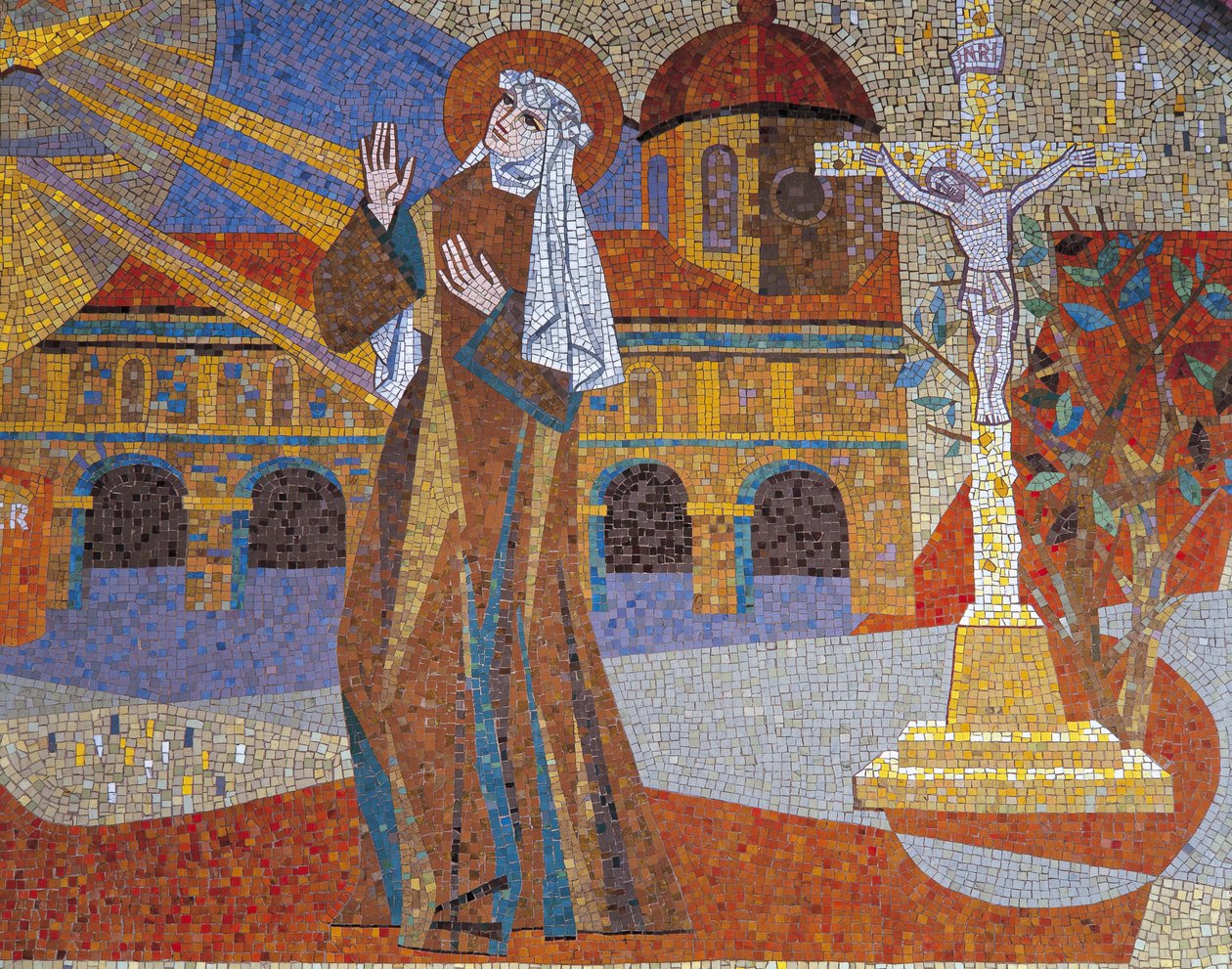 Närbild av en väggmålning, St Therese