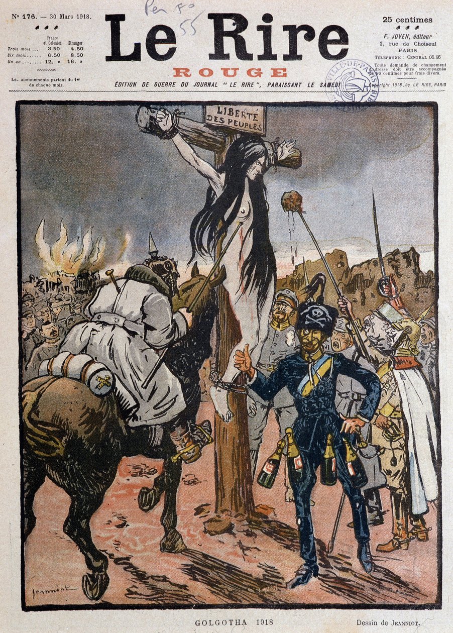 Friheten för folk som korsfästes ("" Golgata 1918 "") - av Jeanniot, i "" Le Lire Rouge""" av 1918-03-30 (gravyr) av Pierre Georges Jeanniot