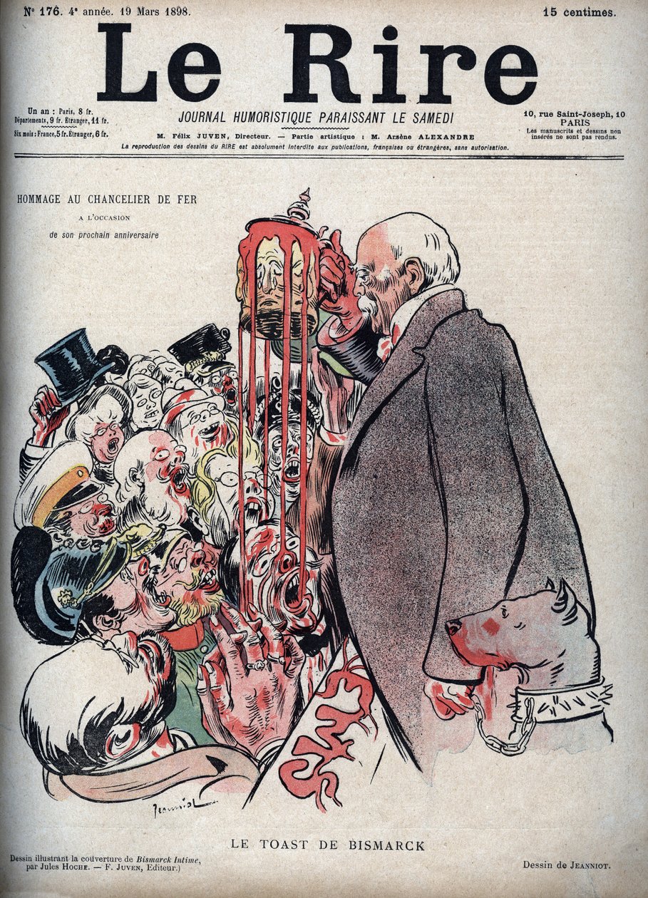 Skålen av Otto Von Bismarck - teckning av Pierre Georges Jeanniot (1848-1934) för "" Le Rire"" av 19 mars 1898 av Pierre Georges Jeanniot
