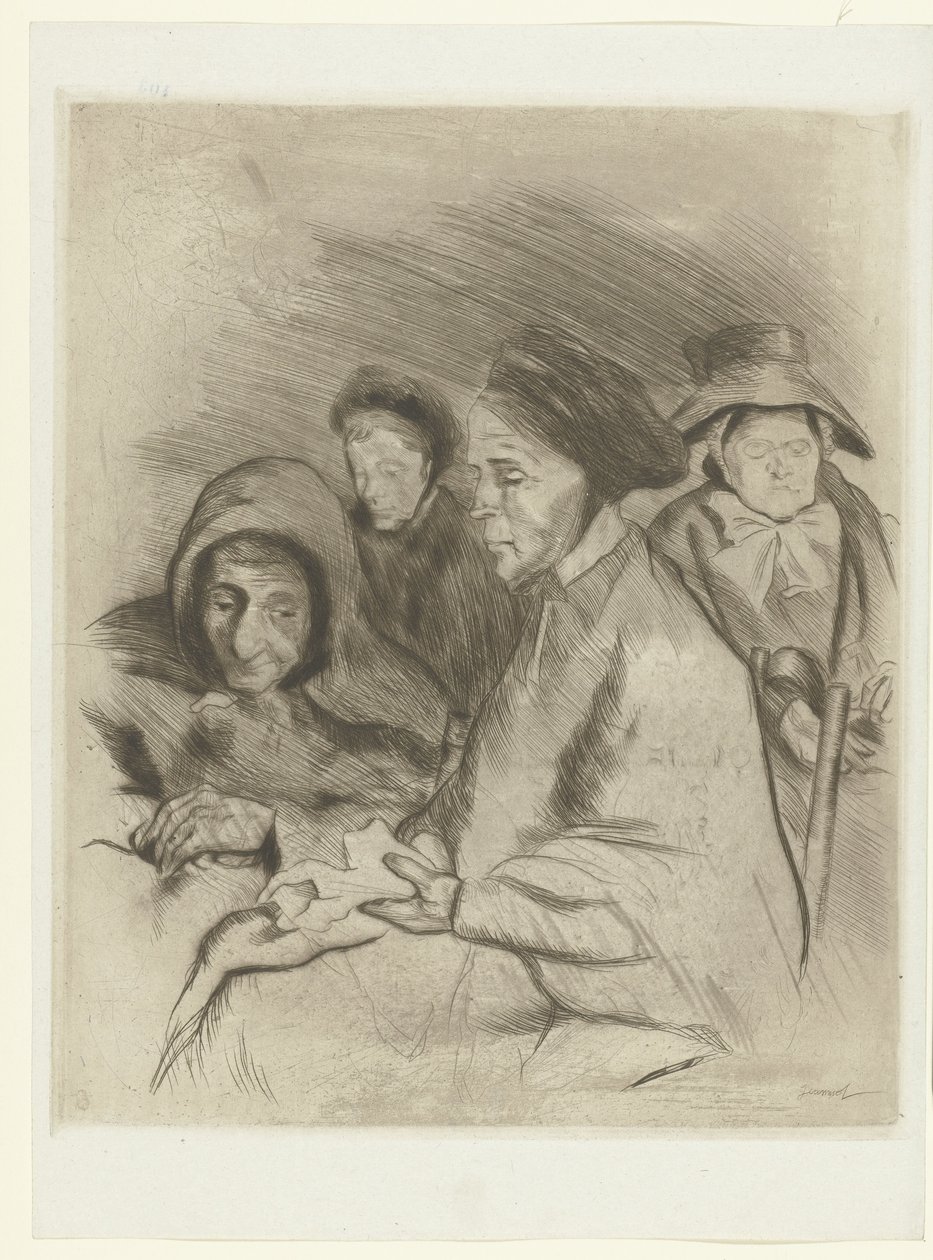 Vier oude vrouwen Porträtt av gamla kvinnor The Trial (serietitel) av Pierre Georges Jeanniot