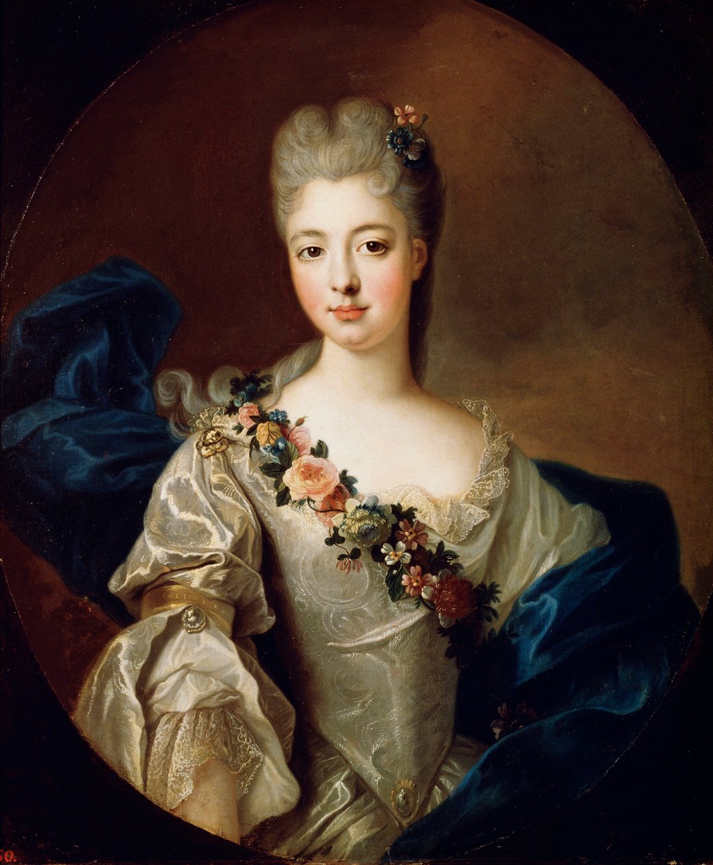 Porträtt av Charlotte Aglaé av Orléans, Mademoiselle de Valois, 1720-talet. av Pierre Gobert