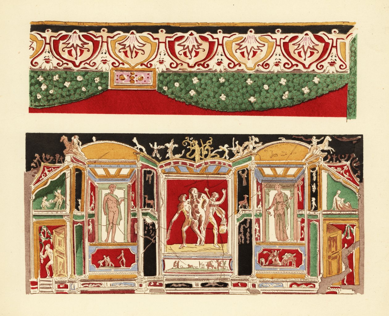 Färgad stuckatur från Pompeji i Neapelmuseet av Pierre Gusman