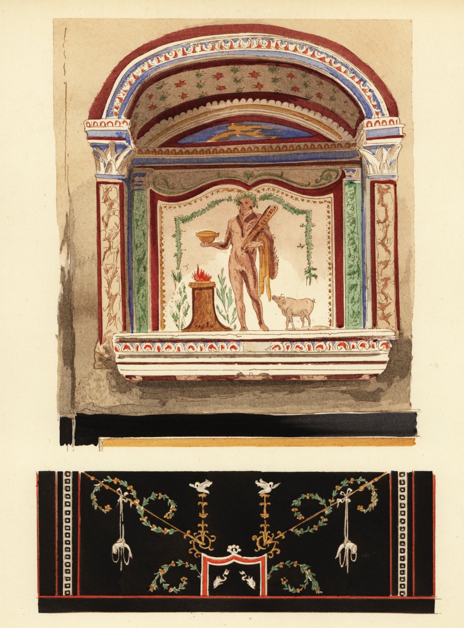 Lararium nischmålning tillägnad Hercules i ett annex (Casa del Cenacolo, V av Pierre Gusman