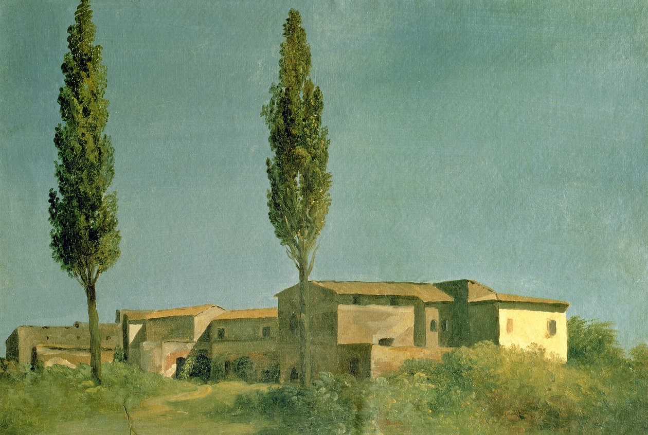 At the Villa Farnese: The Two Poplars, c.1777 (olja på kort) av Pierre Henri de Valenciennes