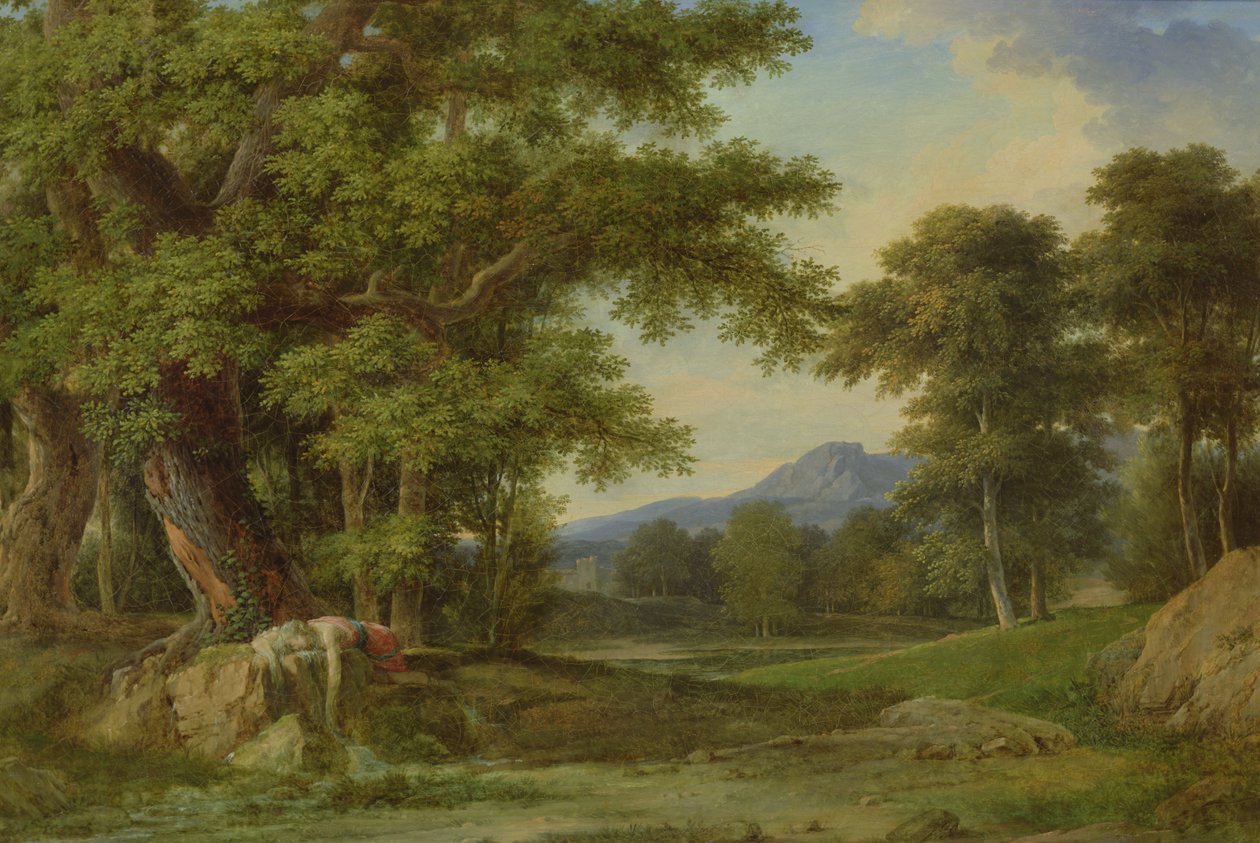 Biblis som förvandlas till en källa, 1792-93 av Pierre Henri de Valenciennes