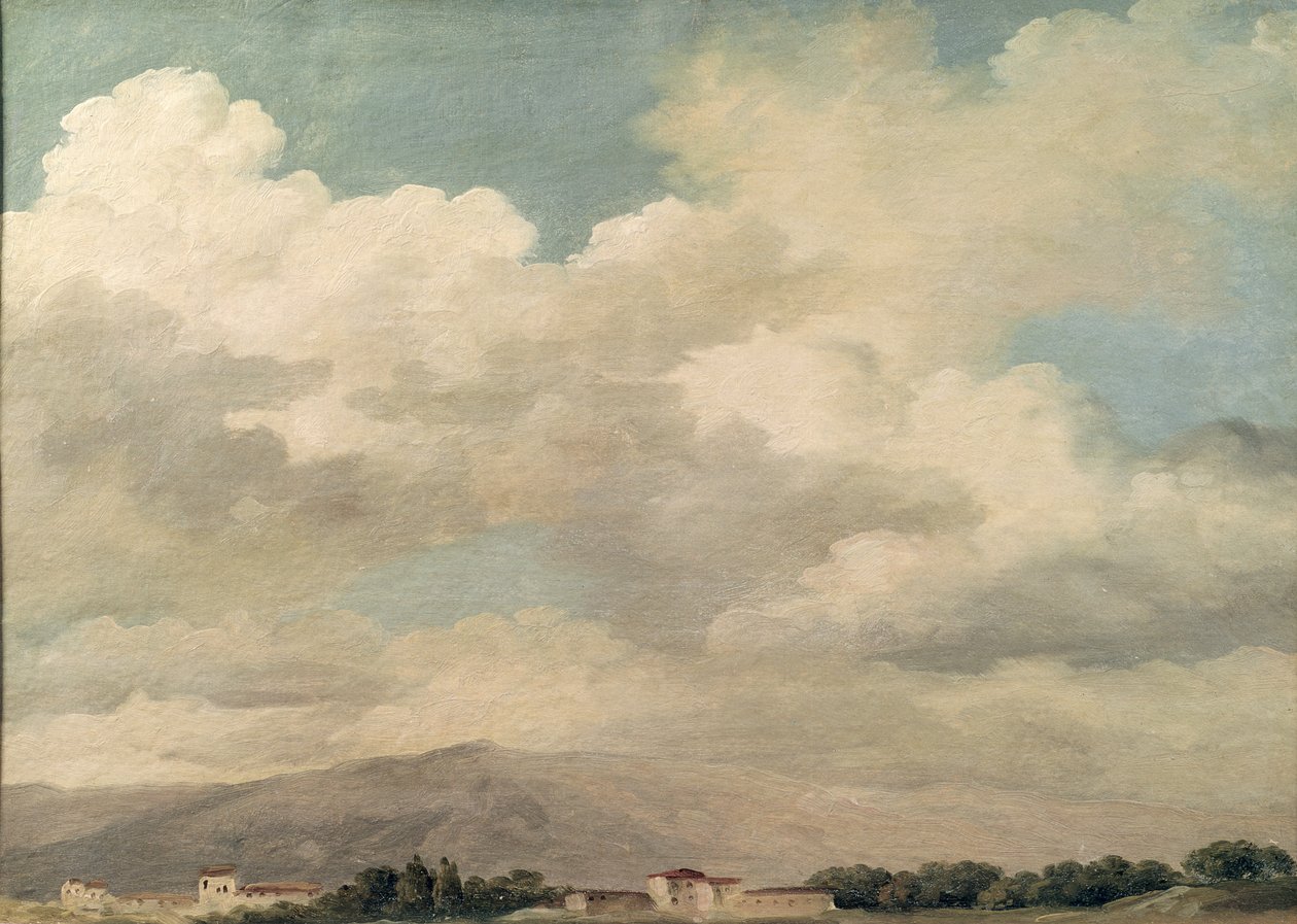 Study of the Sky at Quirinal (olja på papper monterad på kort) av Pierre Henri de Valenciennes