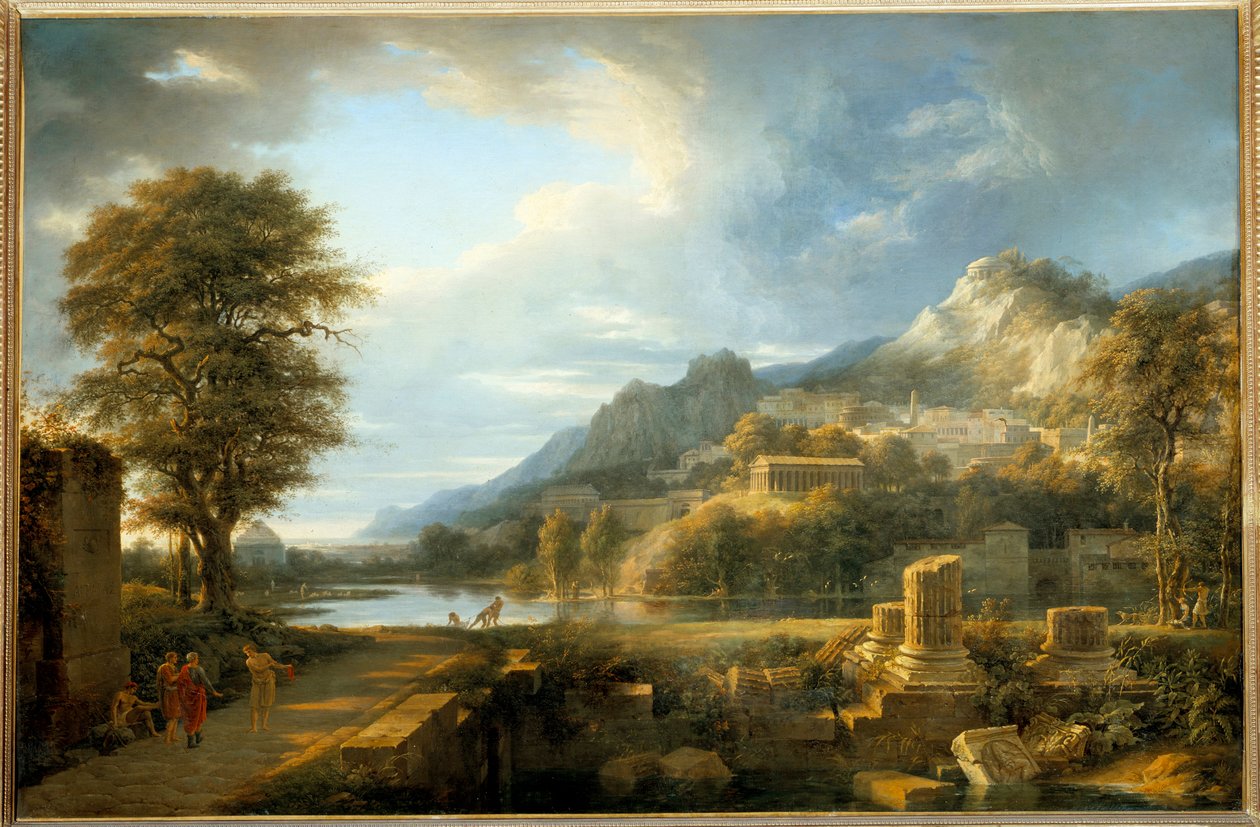 Den antika staden Agrigento på Sicilien Målning av Pierre de Valenciennes (1750-1819) 1800-talet sön. 1,1x1,64 m . av Pierre Henri de Valenciennes