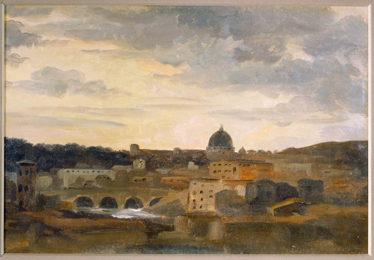 Utsikt över Rom i stormigt väder (teckning på kartong) av Pierre Henri de Valenciennes