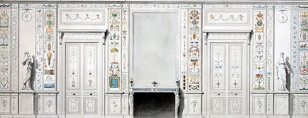 Design för en salong (krita, bläck, akvarell & kroppsfärg på papper) av Pierre II Rousseau