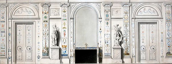 Design för en salong (krita, bläck, akvarell & kroppsfärg på papper) av Pierre II Rousseau
