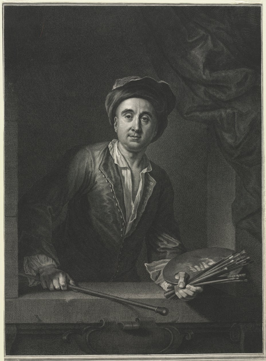 Francois de Troy, efter ett självporträtt. av Pierre Imbert Drevet