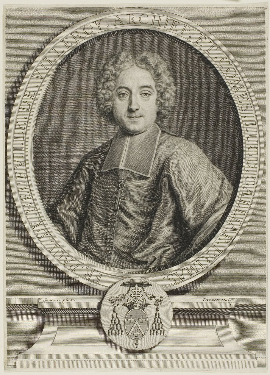 Porträtt av Francois-Paul de Neufville de Villeroy av Pierre Imbert Drevet