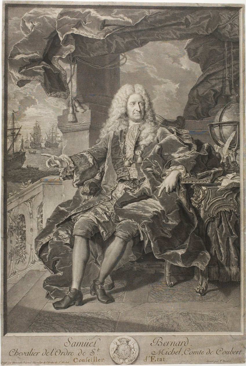 Porträtt av Samuel Bernard, statsråd av Pierre-Imbert Drevet