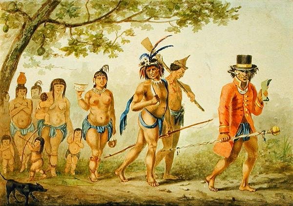 En stammarsch, ca 1839 (akvarell på papper) av Pierre J. Benoit