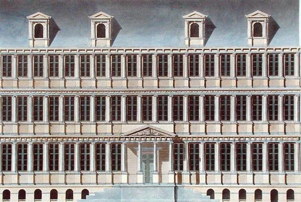 Rådhuset i Gent, från "Choix des Monuments, Edifices et Maisons les plus remarquables du Royaume des Pays-Bas" av Pierre Jacques Goetghebuer, publicerad 1827 (akvatint). av Pierre Jacques Goetghebuer