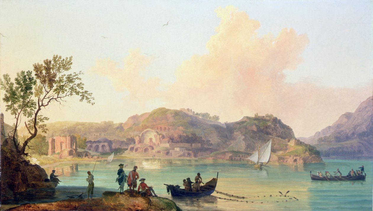 Baiae med Venus och Dianas tempel från fästningen (olja på duk) av Don Pedro de Toledo av Pierre Jacques Volaire