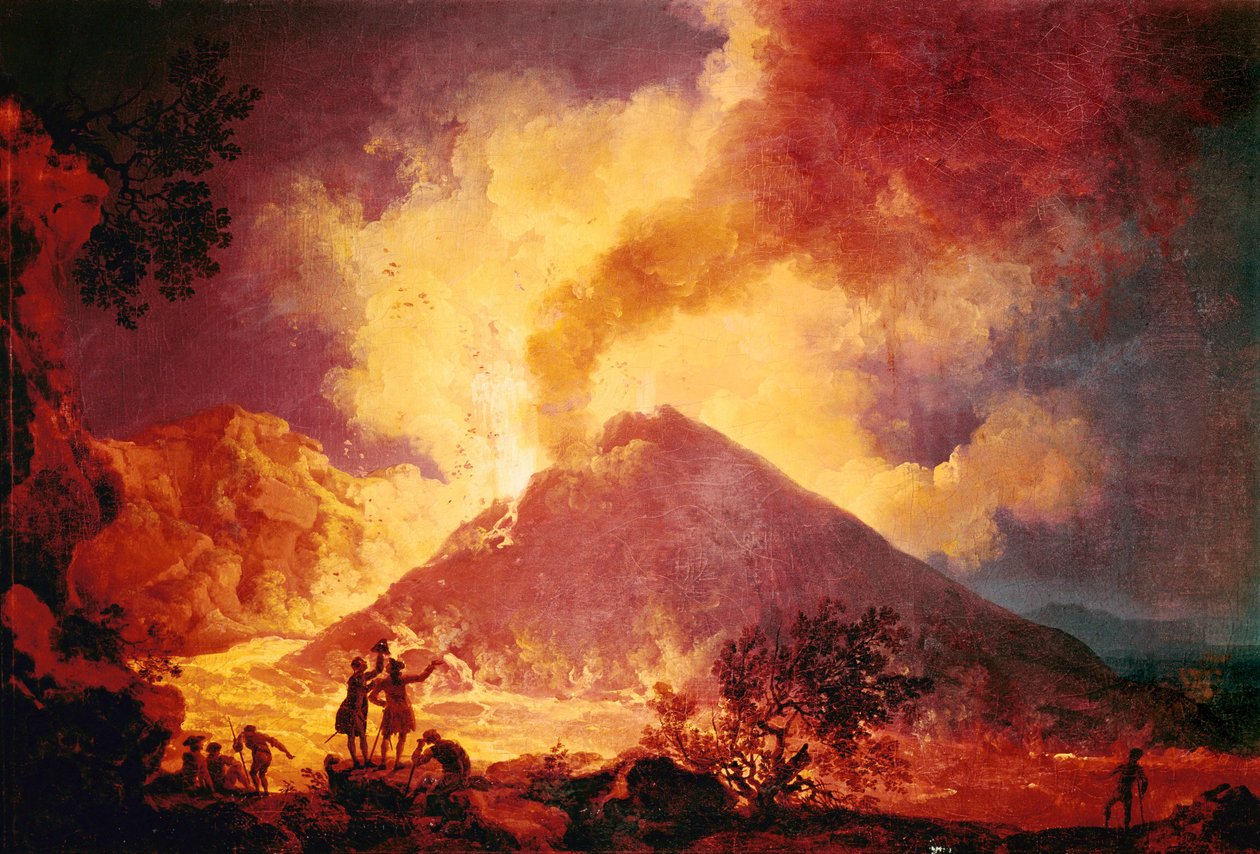 Vesuvius utbrott, Italien ... (olja på duk) av Pierre Jacques Volaire