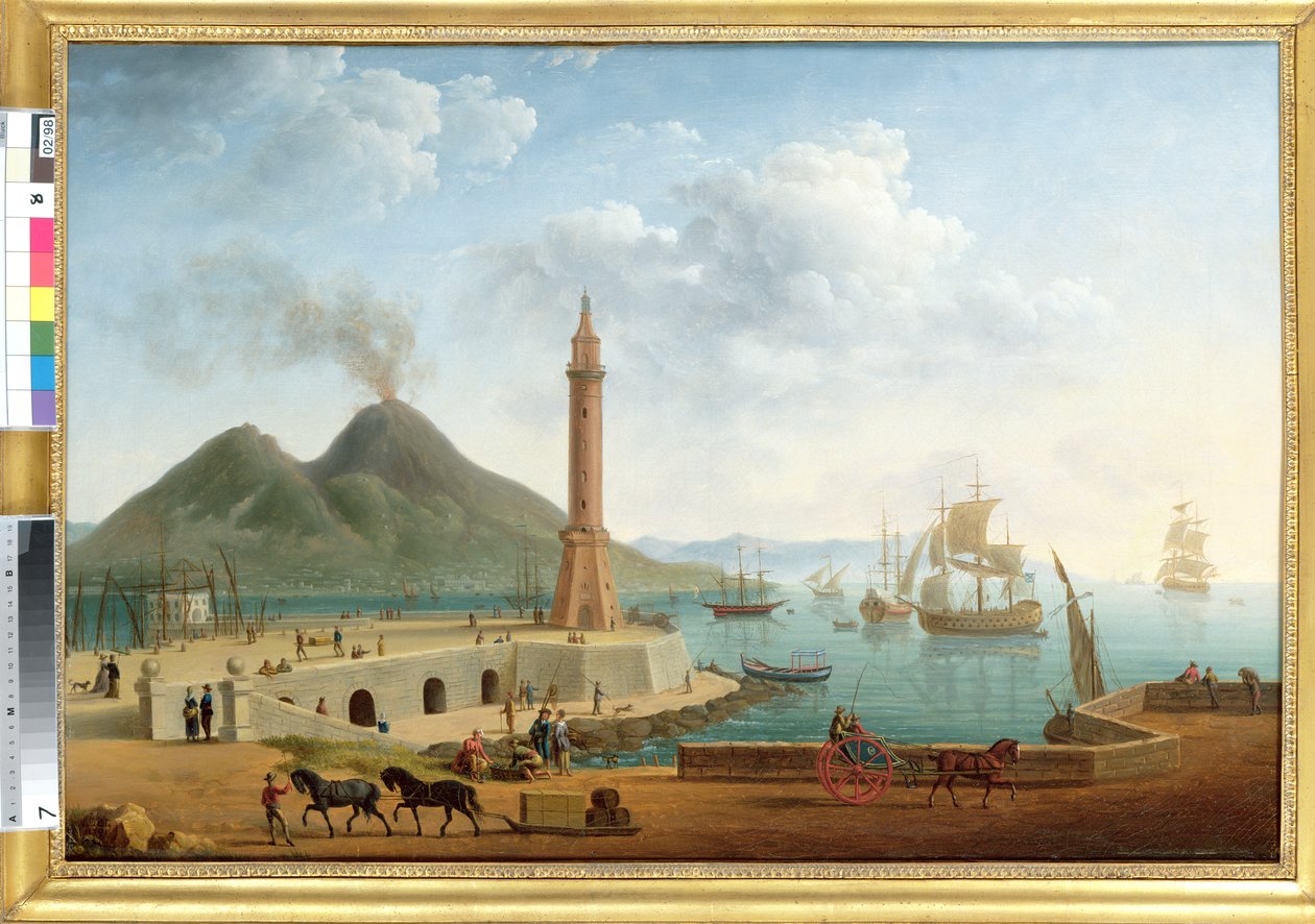 Utsikt över Vesuvius från Neapels hamn, 1791 (par 121416) av Pierre Joseph Petit
