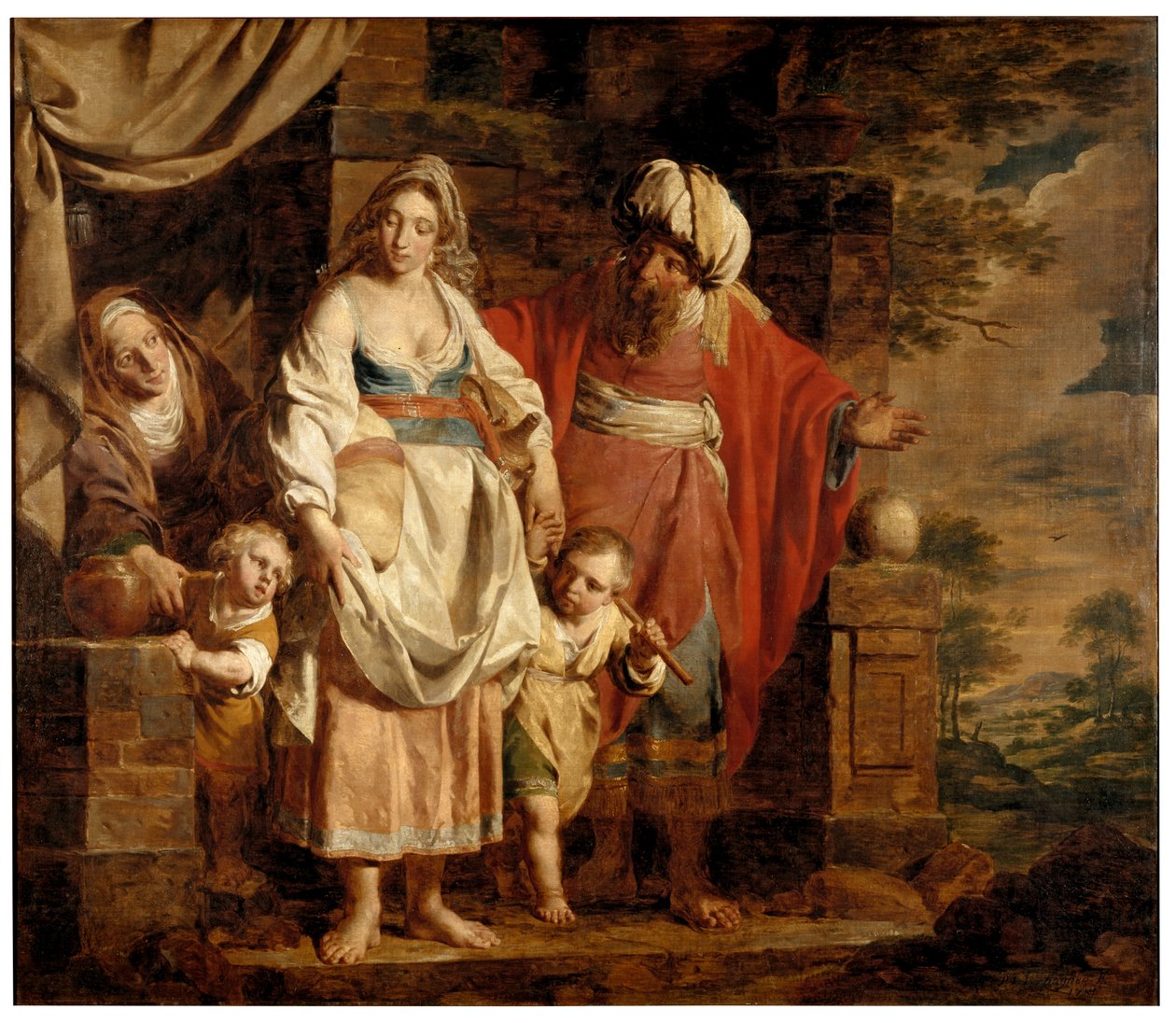 The Story of Abraham (olja på panel) av Pierre Joseph Verhaghen