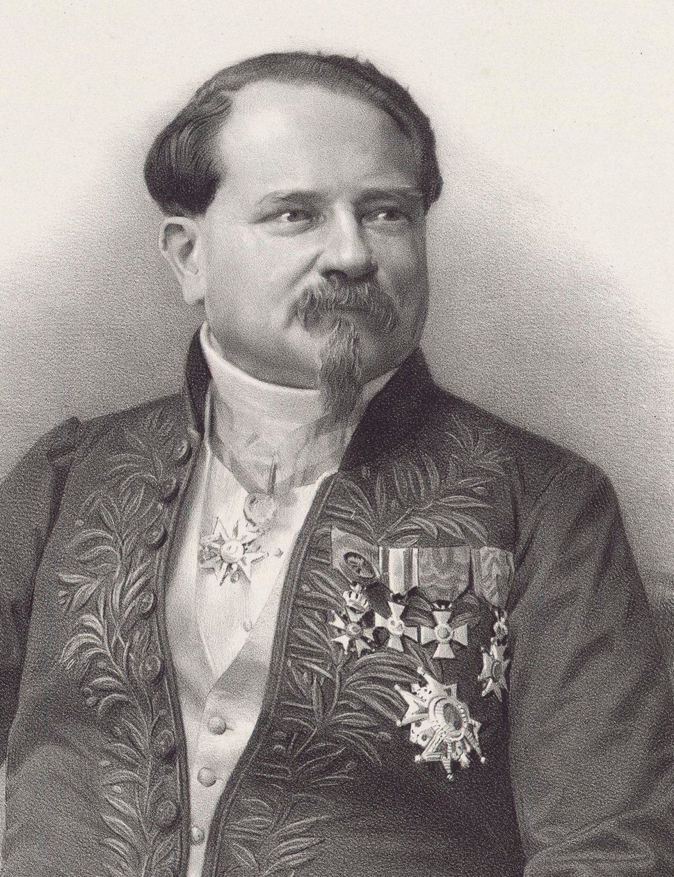 Porträtt av kompositören Jean-Georges Kastner 1810-1867, 1866. av Pierre Lanith Petit