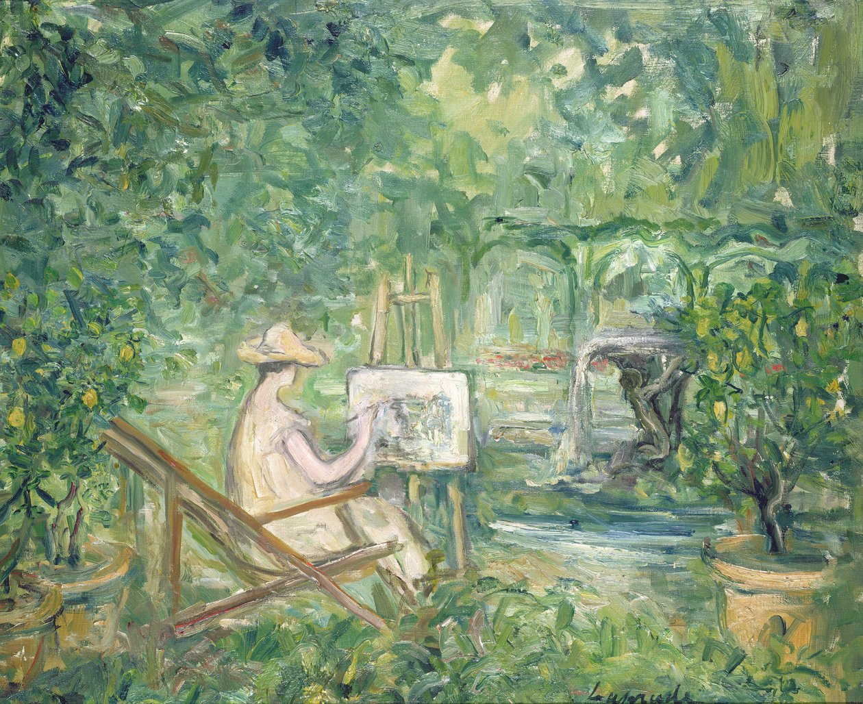 Kvinna som målar i ett landskap, 1900-10 av Pierre Laprade