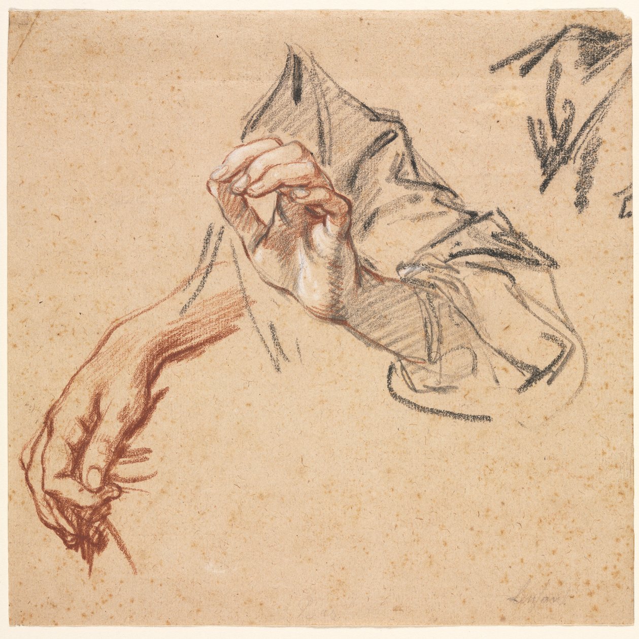 Study of Hands recto, Sketch of a Hand verso, 1700-talet. av Pierre Lenfant
