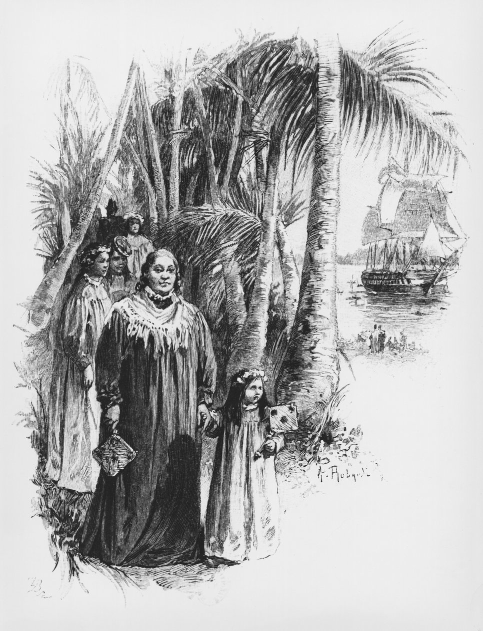 Drottning Pomare IV (1827-77) av Tahiti, illustration från 