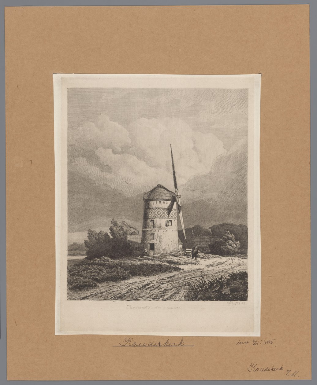Utsikt över Steenenmolen eller Rembrandts väderkvarn i Koudekerk aan den Rijn Rembrandts väderkvarn i Koukerk (titel på objekt) av Pierre Louis Dubourcq