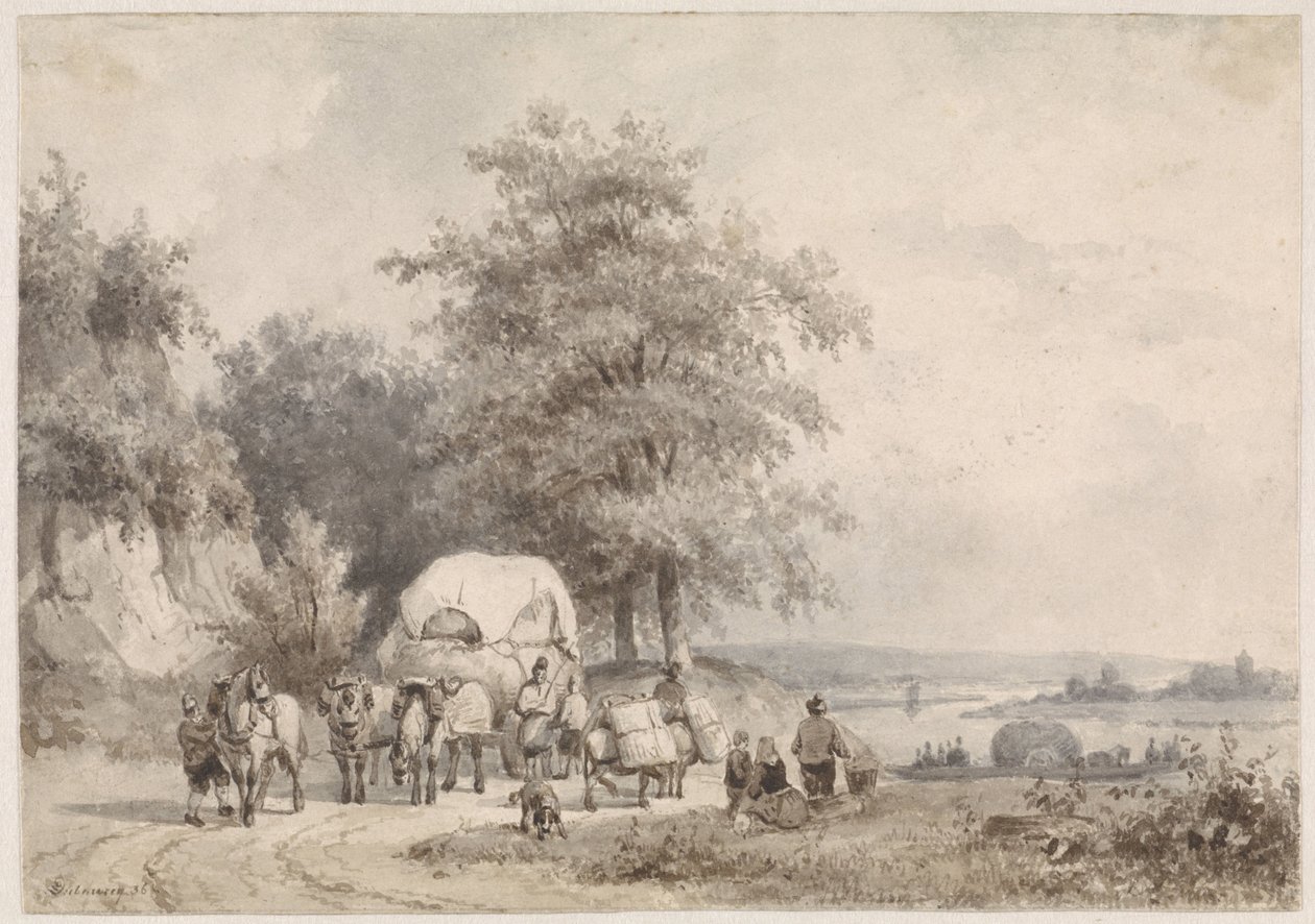 Landskap med skördare av Pierre Louis Dubourcq