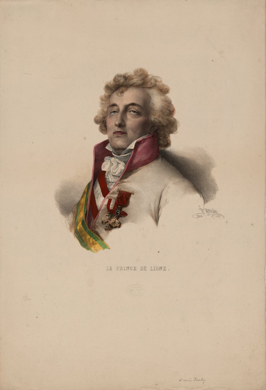 Porträtt av Charles-Joseph, Prince de Ligne 1735-1814, 1825 av Pierre Louis Henri Grevedon