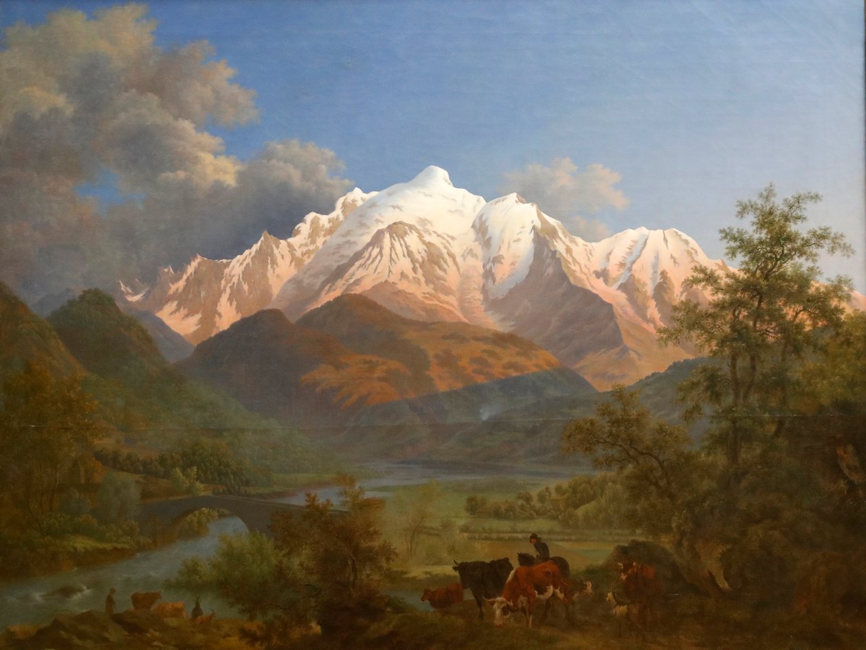 Utsikt över Mont-Blanc från Sallanches i skymningen av Pierre Louis de La Rive