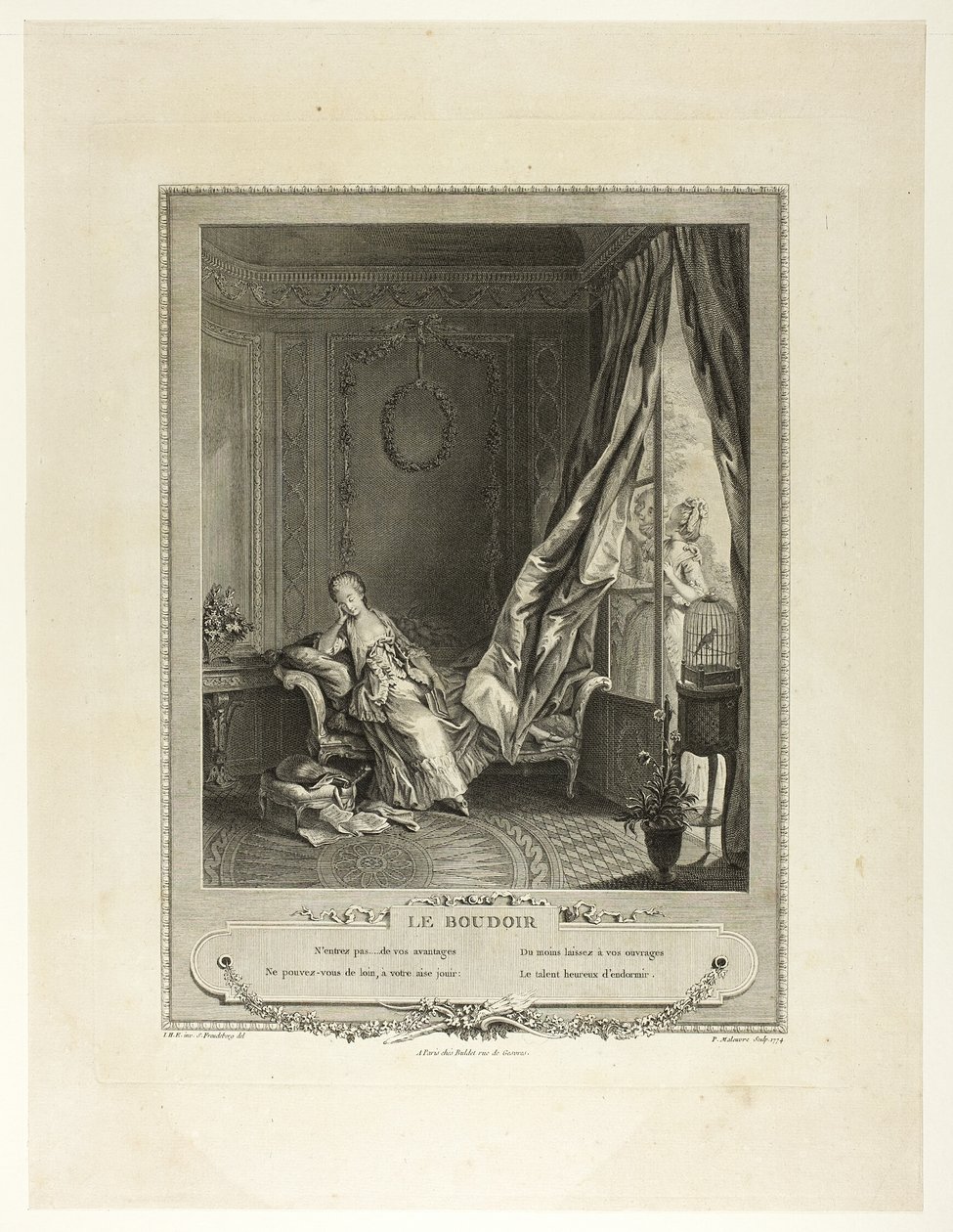 The Boudoir, från Monument du Costume Physique et Moral de la fin du Dix-huitième siècle av Pierre Maleuvre