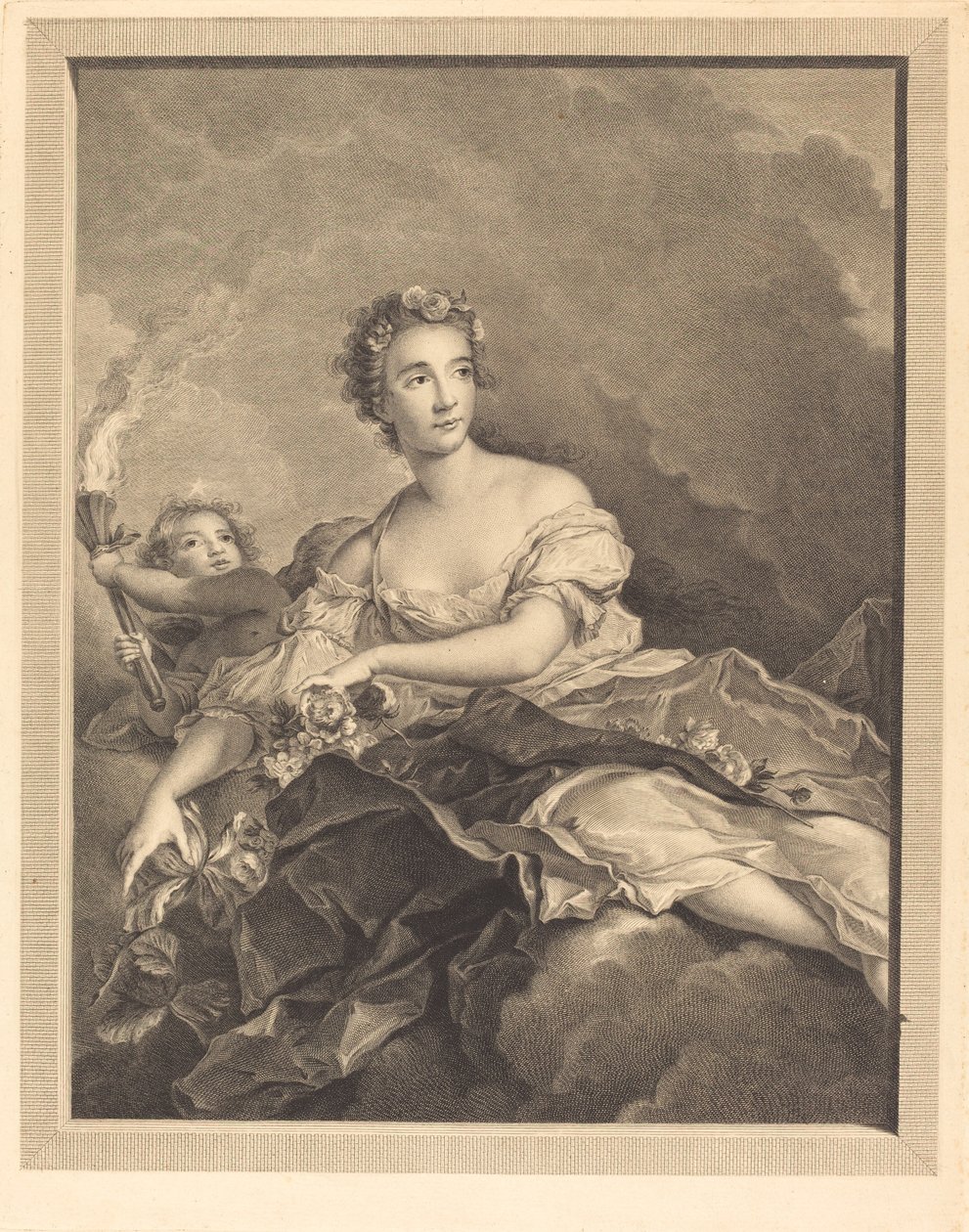 Natten går, norrskenet dyker upp av Pierre Maleuvre after Jean Marc Nattier