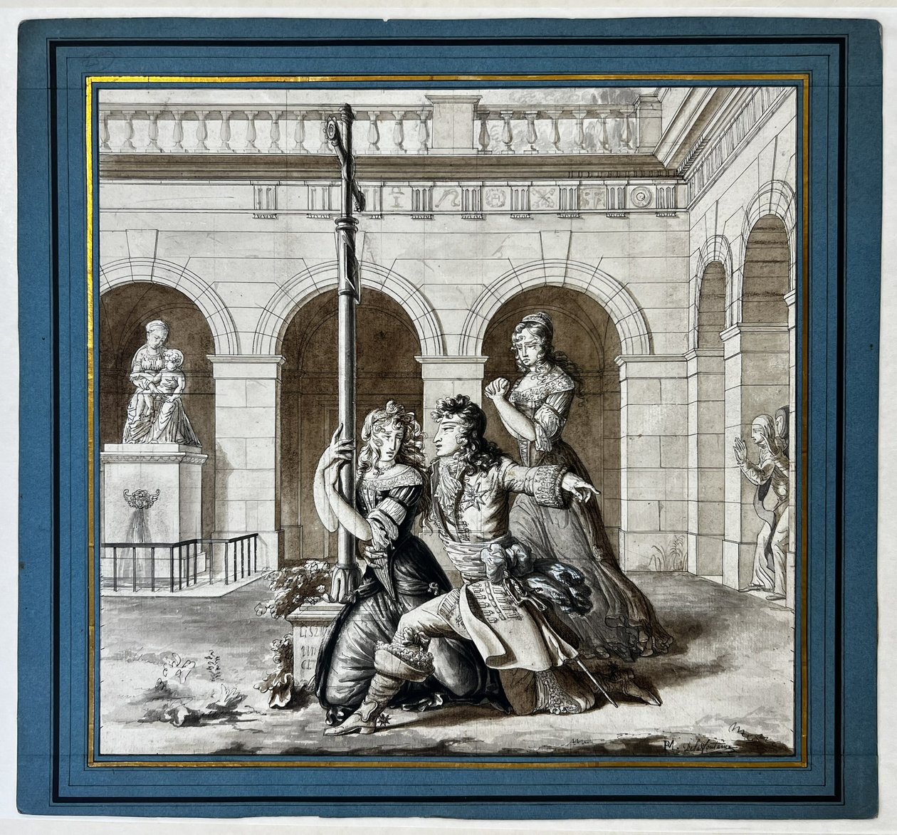 Ludvig XIV i samspråk med Louise de La Vallière vid karmelitklostret i Chaillot av Pierre Maximilien Delafontaine