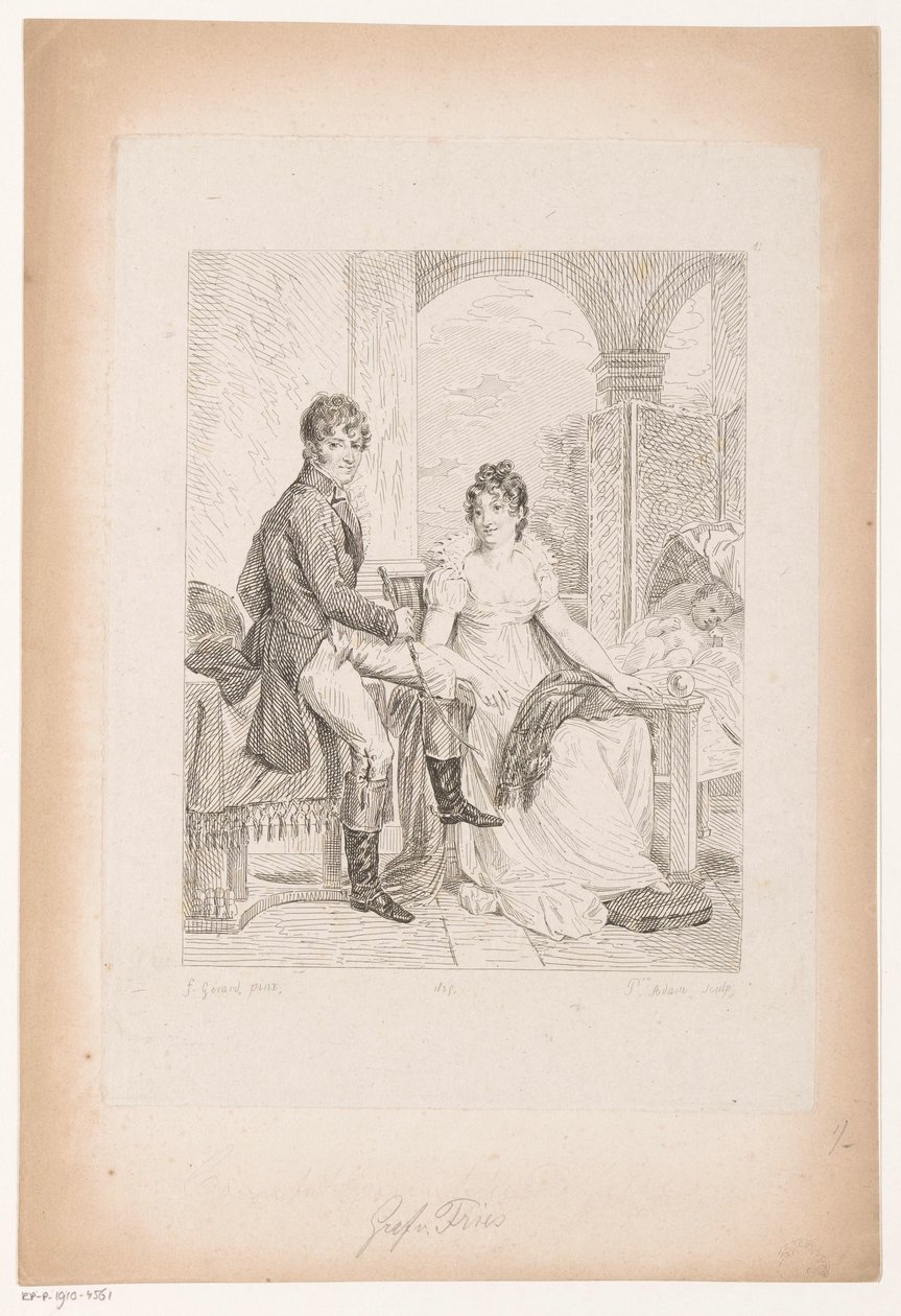 Porträtt av Moritz von Fries och hans fru Samling av historiska porträtt av baron Gérard (serietitel) Samling av porträtt Historiques de Mr. le Baron Gerard (serietitel) av Pierre Michel Adam