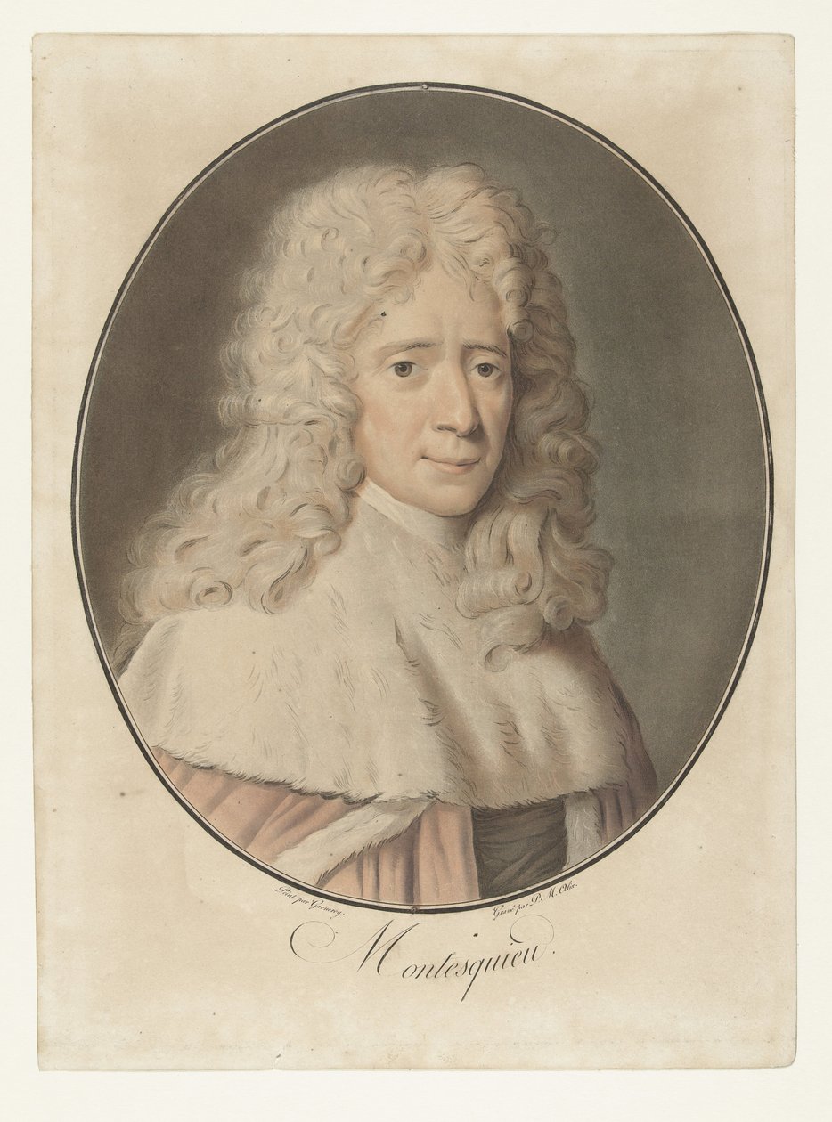 Porträtt av Charles de Montesquieu Montesquieu (titel på objekt) Collection of Great Men (serietitel) av Pierre Michel Alix