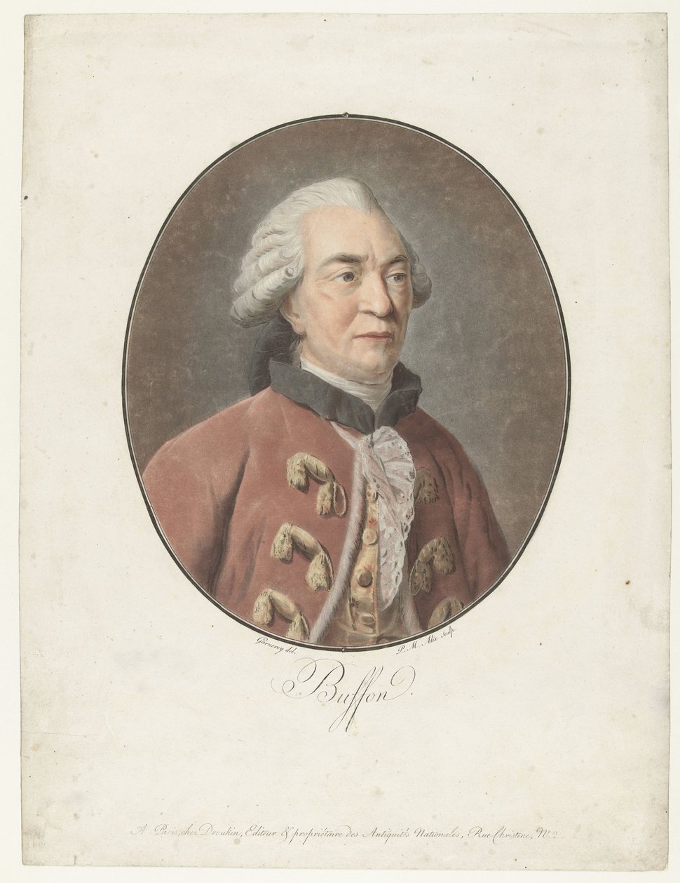 Porträtt av Georges Louis Leclerc graaf van Buffon Buffon (titel på objekt) Collection of Great Men (serietitel) av Pierre Michel Alix