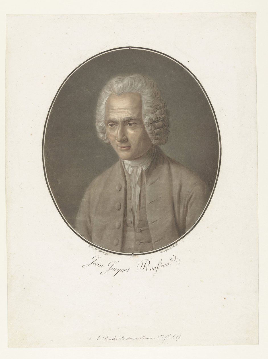 Porträtt av Jean-Jacques Rousseau Jean-Jacques Rousseau (titel på objekt) Collection of Great Men (serietitel) av Pierre Michel Alix