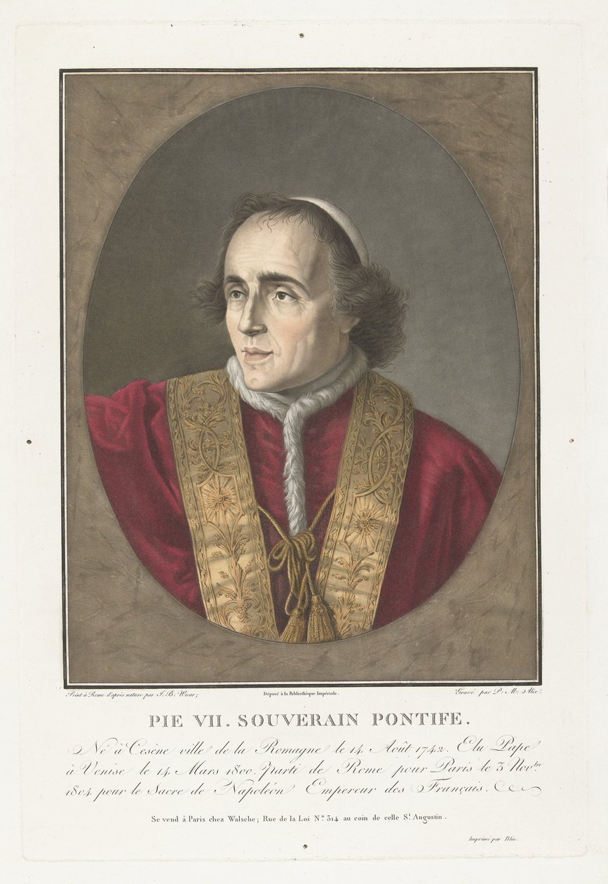 Porträtt av Paus Pius VII Pius VII. suverän påve (titel på objekt) av Pierre Michel Alix