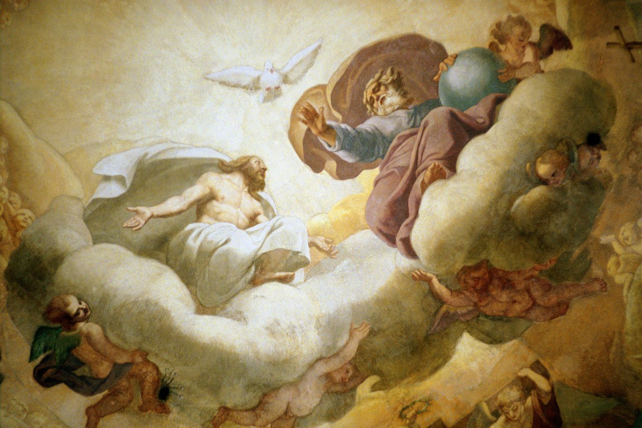 Detalj av målningen av kupolens insida som föreställer den heliga treenigheten, fresk 1663-65, se även 252650 av Pierre Mignard