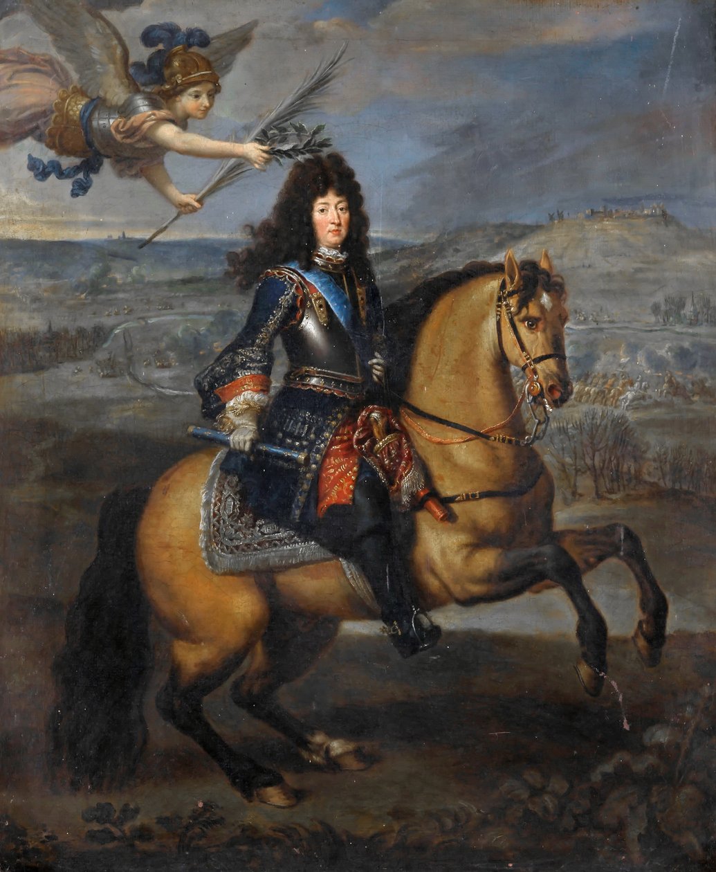 Ridsporträtt av Ludvig XIV vid belägringen av Namur av Pierre Mignard