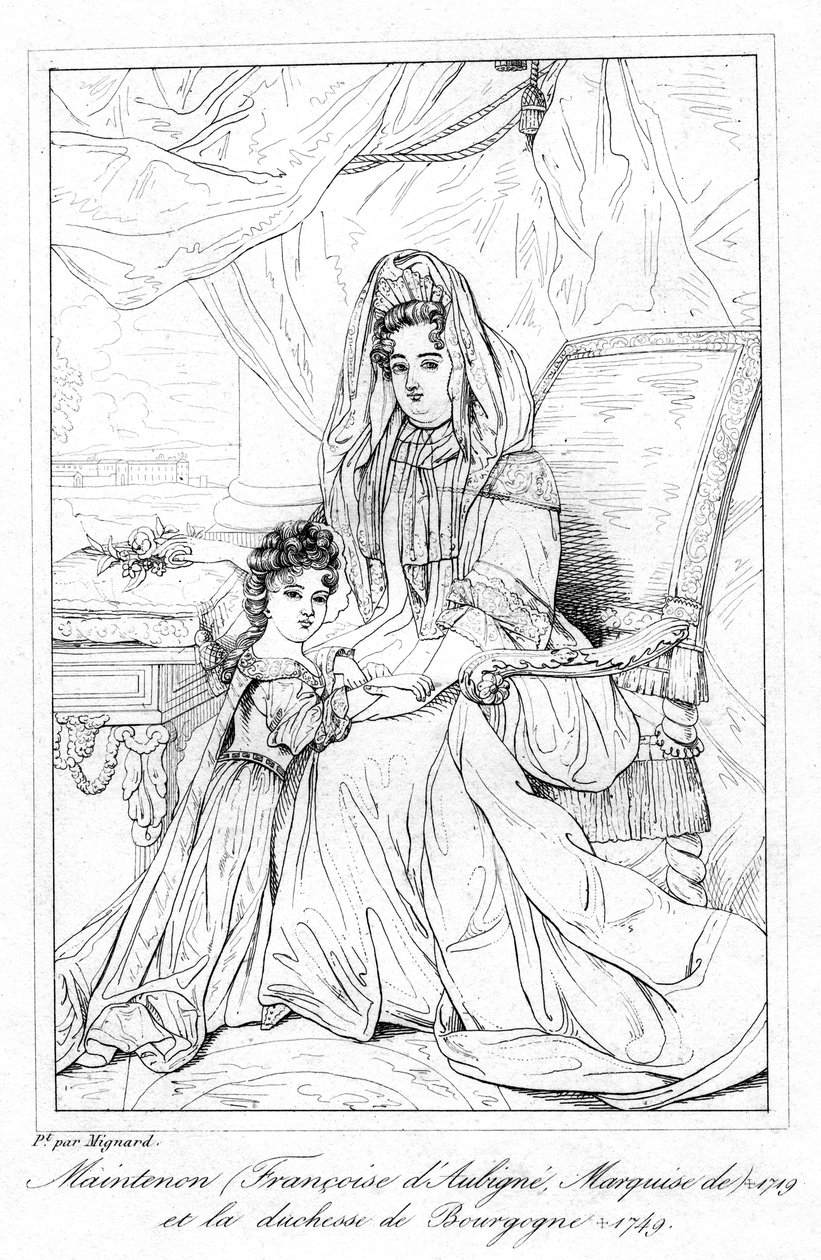 Françoise dAubigné och hertiginnan av Bourgogne. av Pierre Mignard