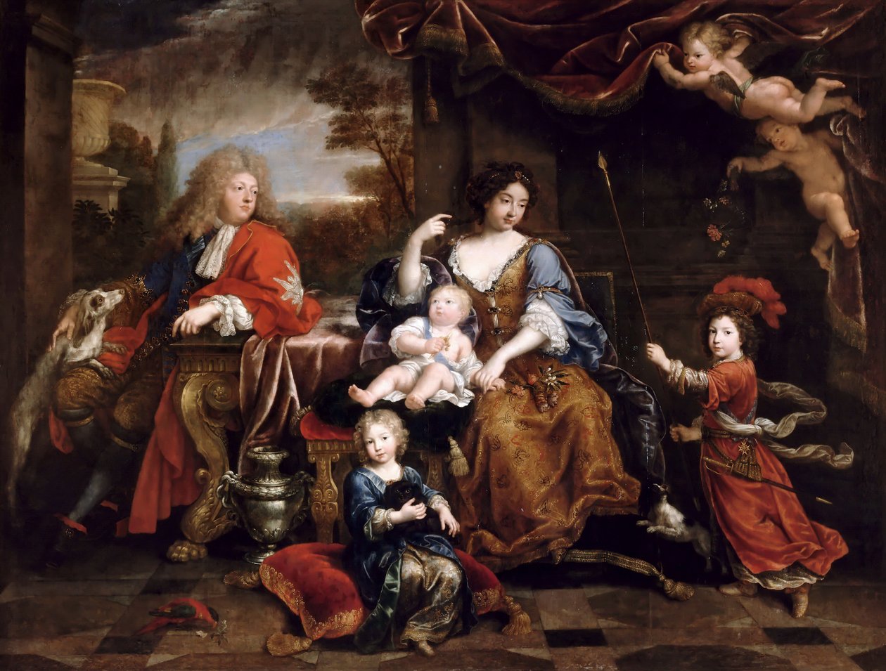 Louis av Frankrike, Grand Dauphin 1661-1711, med sin familj av Pierre Mignard