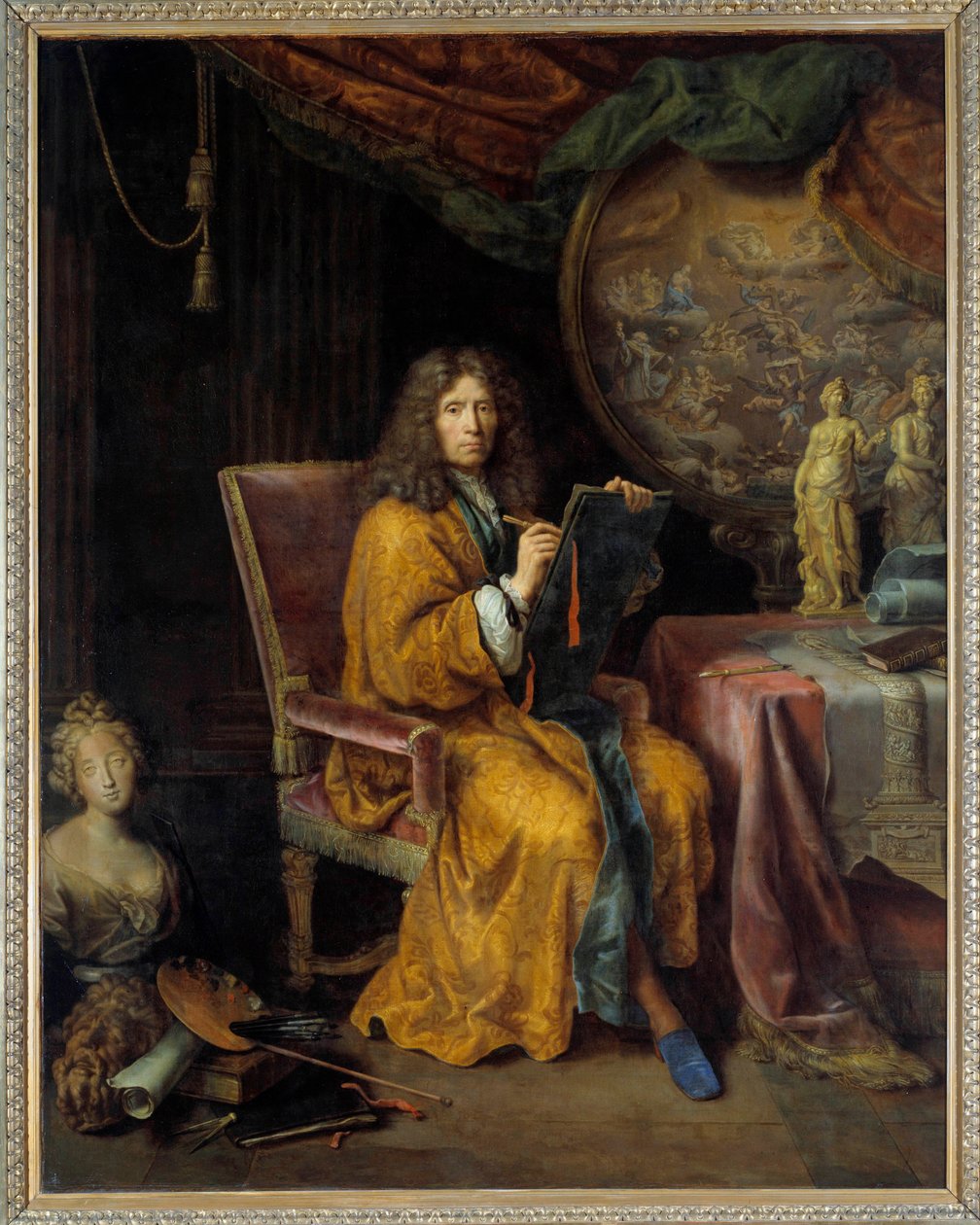 Självporträttmålning av Pierre Mignard (1612-1695) 1600-talet. Sol 2,35x1,88 m. - Självporträtt av Pierre Mignard (1612-1695) 1600-talet. 2,35 x 1,88 m. Louvren, Paris av Pierre Mignard