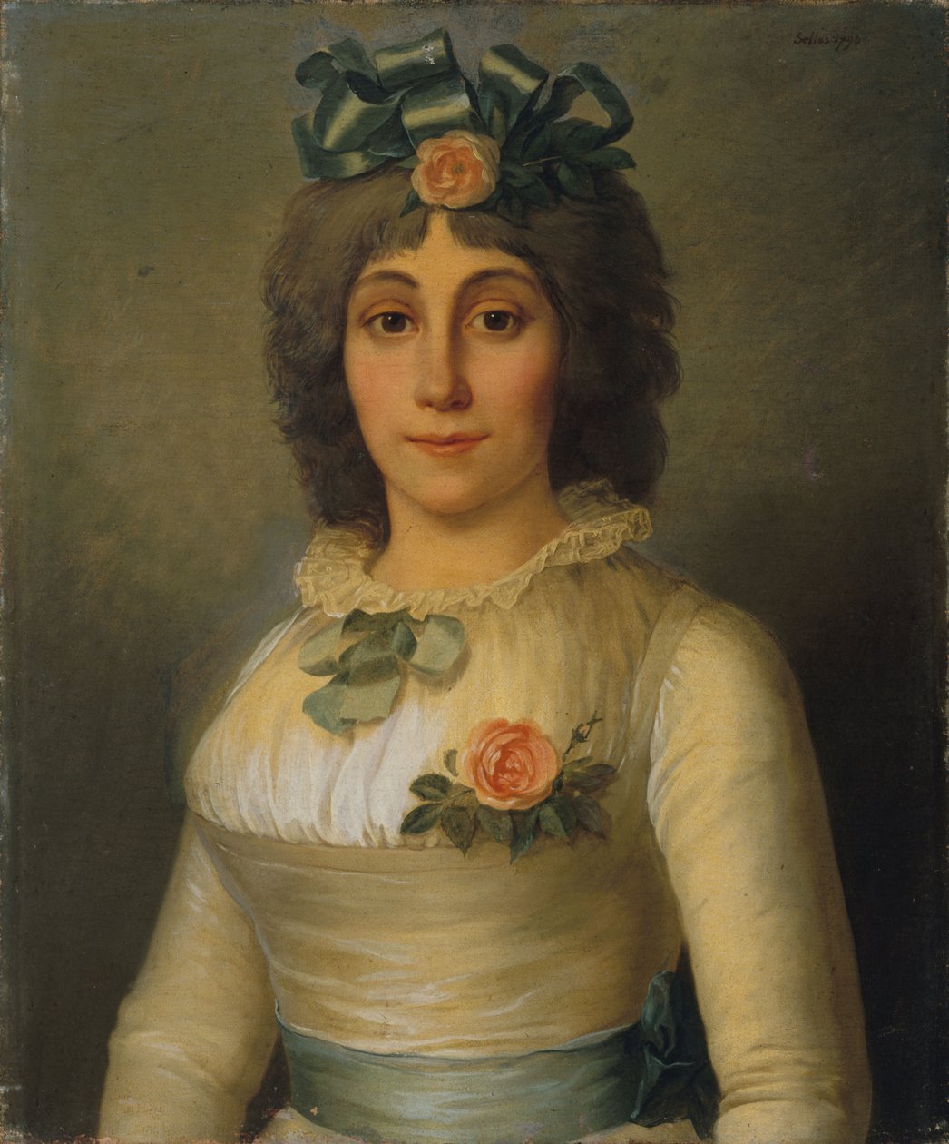 Porträtt av Anne-Josèphe Théroigne de Méricourt 1762-1817, 1793. av Pierre Nicolas Selles