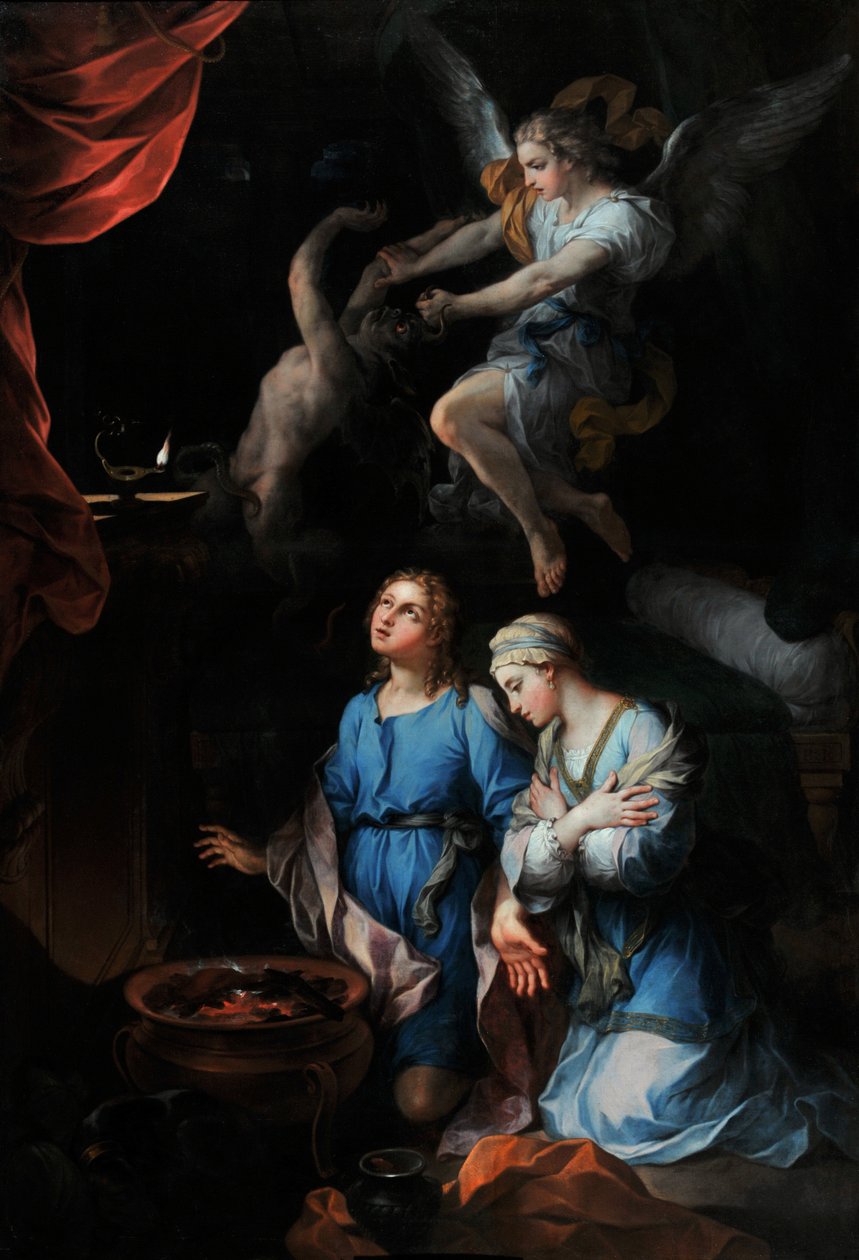 Tobies historia "" Första bröllopsnatten för Tobie och Sarra (Sarah, Sara)" (olja på duk) av Pierre Parrocel