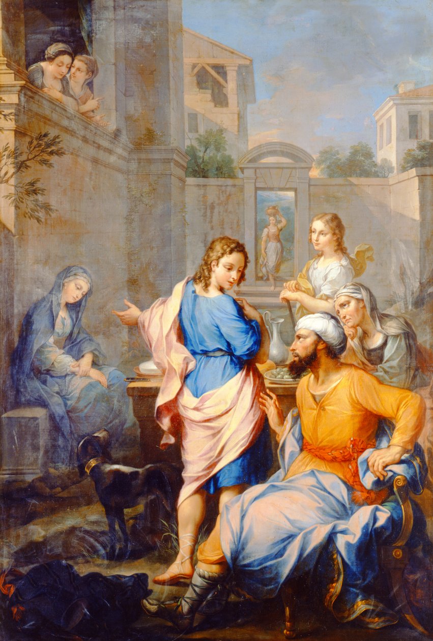 Tobias ber Raguel om sin dotter Sarahs hand i äktenskap, 1733 av Pierre Parrocel